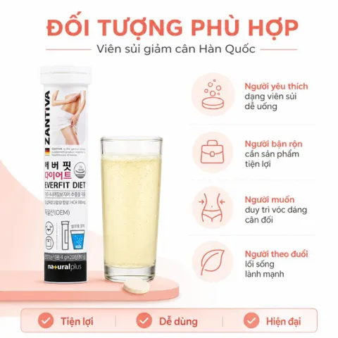 Viên Sủi Giảm Cân ZANTIVA EVERFIT DIET Hàn Quốc Giảm giảm cân an toàn hiệu quả - hoanggamkorea