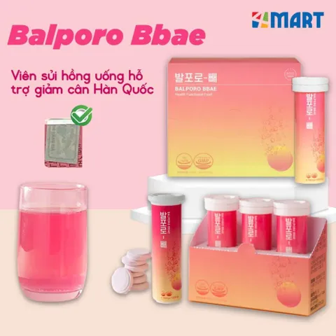 Viên sủi uống hỗ trợ giảm cân hiệu quả chính hãng Balporo BBae Hàn Quốc 1 hộp 3 lọ 10 viên.