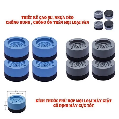 Chân Kê Máy Giặt, Tủ Lạnh,Chống Rung, Chống Ồn, Chống Rò Rỉ Cao Cấp Đế Kê Chân Máy Giặt Bằng Silicon Chống Trơn Trượt
