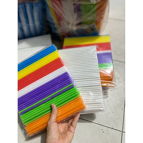 5 Bịch gồm 1000 ống hút nhựa sắc màu - ống hút nhựa trắng ( 1 gói - 200 cái ) 882547