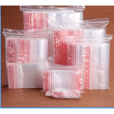 100gr Túi zip chỉ đỏ nhiều kích thước
