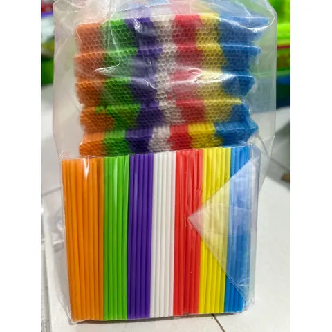 Combo 1000 ống hút nhựa 7 sắc màu - ống hút màu trắng dài 22cm