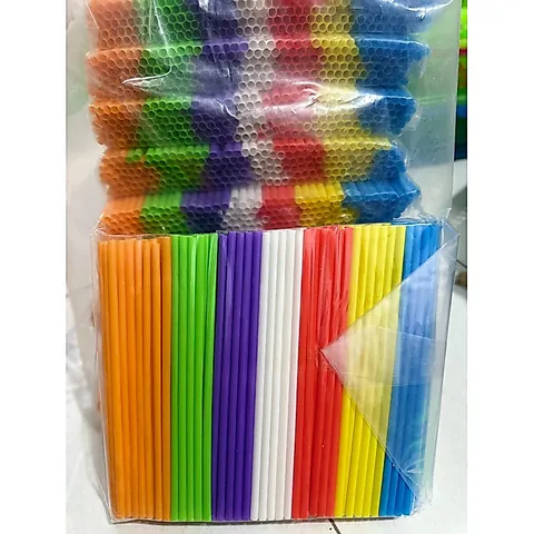 Combo 1000 ống hút nhựa 7 sắc màu - ống hút màu trắng dài 22cm