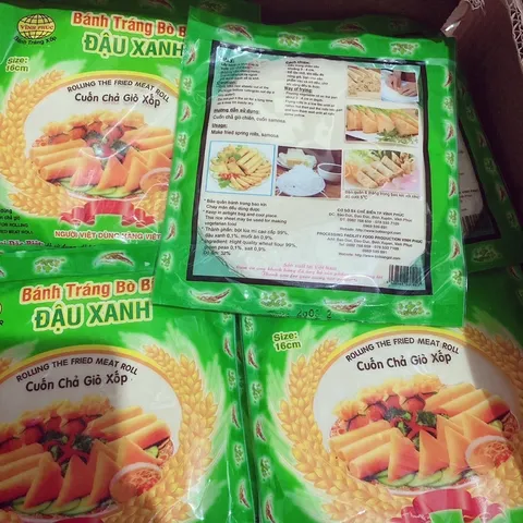Combo 5 túi bánh tráng bò bía đậu xanh size 16cm đủ 30 lá