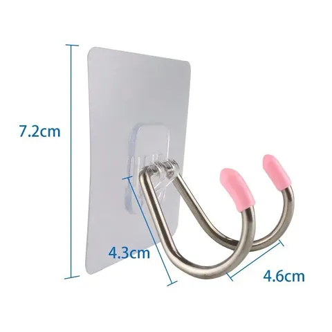 Móc đôi dán tường inox - móc dính trong siêu dính