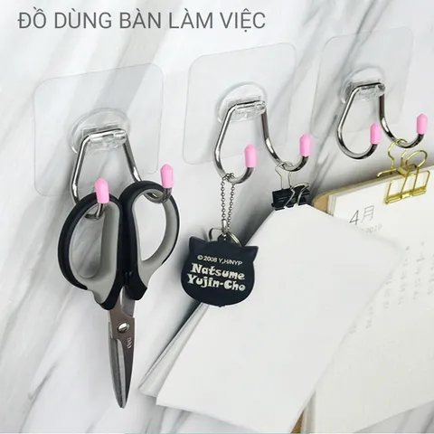 Móc đôi dán tường inox - móc dính trong siêu dính