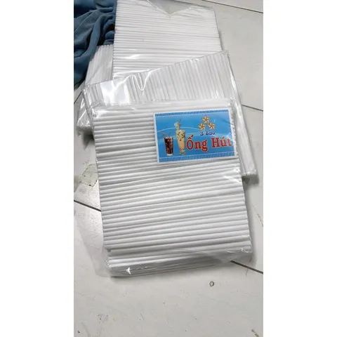 Combo 1000 ống hút nhựa màu trắng loại đẹp dài 22cm