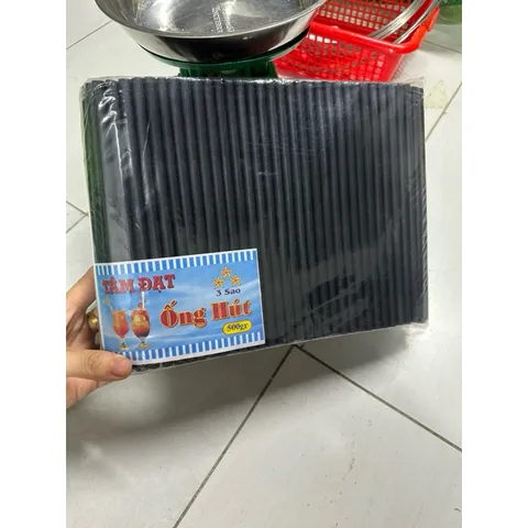 Bịch 400g Ống hút đen thẳng đầu bằng uốn  cafe, sinh tố, trân châu, không mùi phi 8