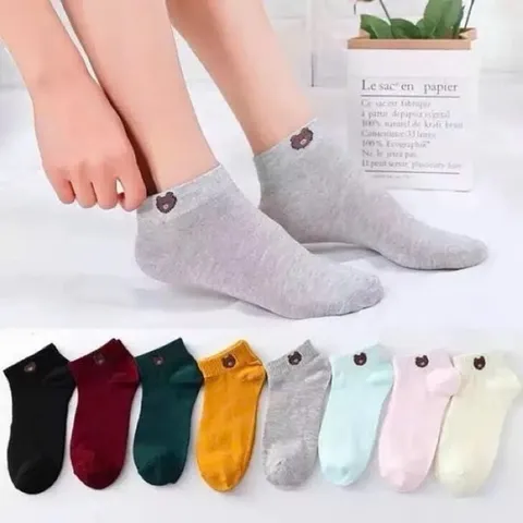 10 Đôi tất gấu cổ ngắn đủ màu - Tất vớ cổ ngắn