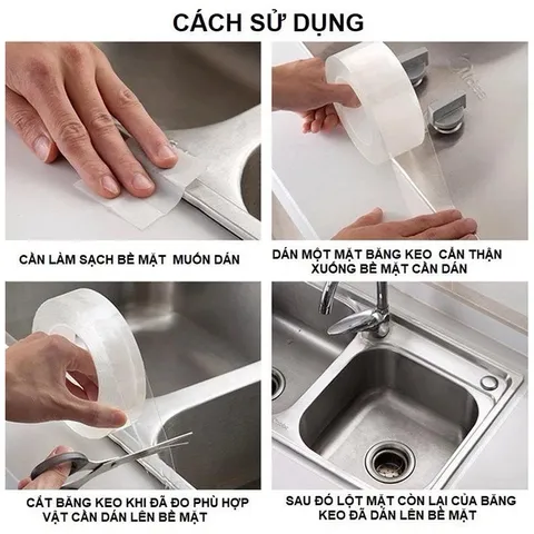 Băng keo 2 mặt trong suốt dài 3 mét dày 3cm