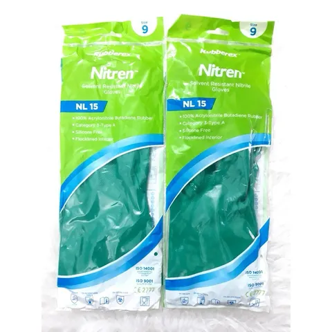 Gang tay xanh Nitren size 9 - gang tay cao su bảo hộ lao động chống hoa chất