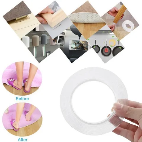 Băng dính 2 mặt trong suốt, băng dính nano siêu dính quận 3 mét và 5 mét