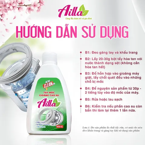 Combo 1 Tẩy Lồng Máy Giặt Ailla + 1 Tẩy mốc gioăng cao su Ailla Cao Cấp