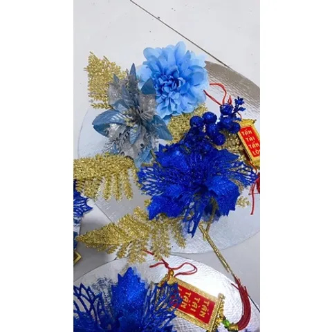 [ Tặng kèm keo nến ] Set hoa lá cành trang trí giỏ quà tháp bánh kẹo