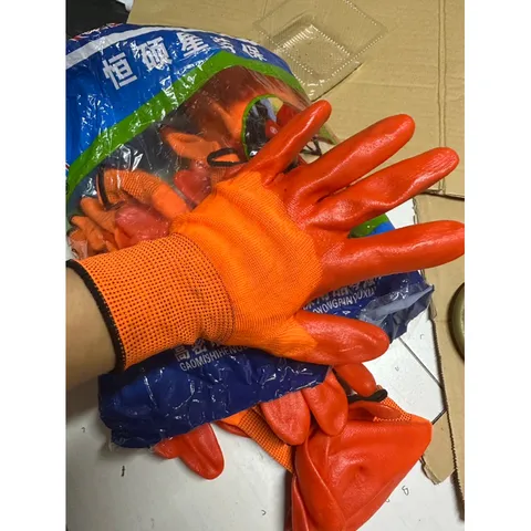 Gang tay phủ sơn 2 mặt, gang tay bảo hộ lao động 388 màu cam và đen