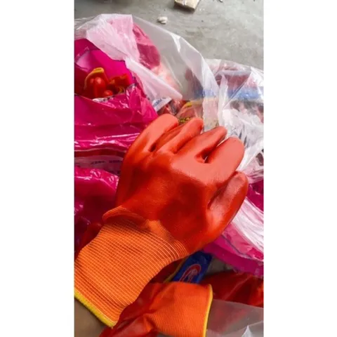 1 Đôi Gang tay bảo hộ lao động, gang tay phủ sơn 2 mặt màu cam loại dày