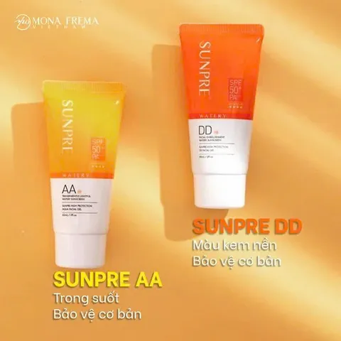 Kem Chống Nắng Màu Nền Mona Frema SUNPRE High Protection DD SPF 50+ - Bảo Vệ Da Tối Ưu, Lớp Nền Tự Nhiên, 60ml