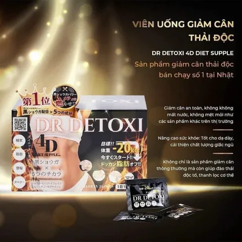 Viên Uống GIẢM CÂN DR DETOXI 4D Diet Supplement Nhật Bản - Đốt Cháy Mỡ Thừa, Kiểm Soát Cân Nặng Hiệu Quả 