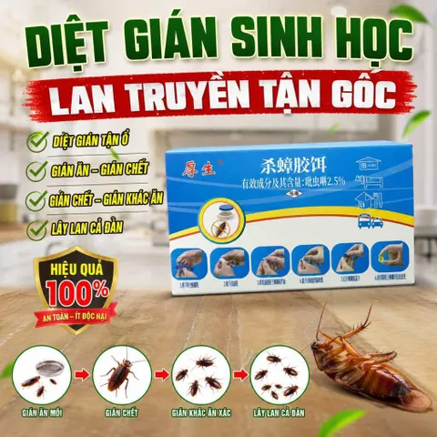 Thuốc (Gel) diệt Gián sinh học, lan truyền tận gốc - Hộp 8 viên nhỏ