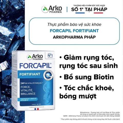 [CHÍNH HÃNG] Viên Uống Phục Hồi Tóc & Móng Forcapil Fortifiant Pháp (Hộp 60 Viên)
