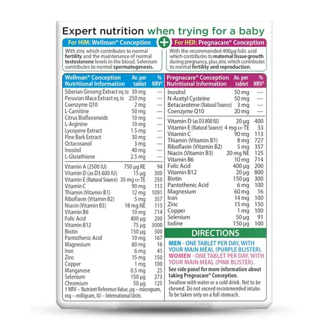 Vitabiotics Pregnacare His and Her Conception - Tăng khả năng thụ thai tự nhiên chính hãng Anh
