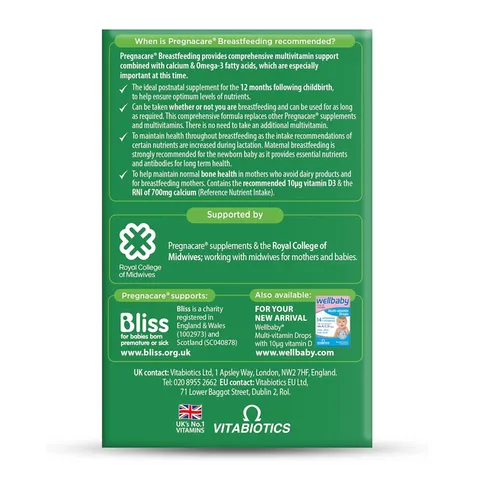Vitabiotics Pregnacare Breast Feeding - Hấp thụ qua sữa mẹ kích thích phát triển trí não và thị giác toàn diện của trẻ sơ sinh chính hãng Anh