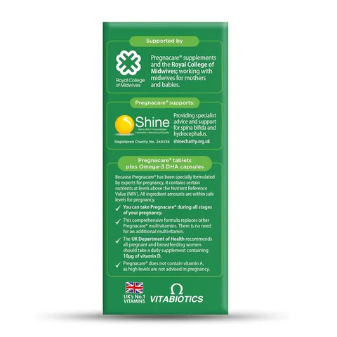 Vitabiotics Pregnacare Plus Omega 3 - Tăng cường sức đề kháng hỗ trợ giảm tình trạng ốm nghén mệt mỏi ở mẹ bầu chính hãng Anh