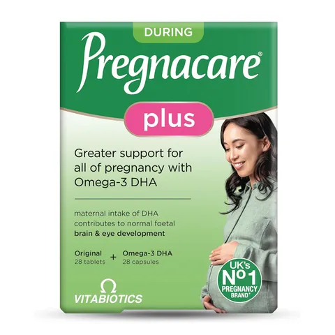Vitabiotics Pregnacare Plus Omega 3 - Tăng cường sức đề kháng hỗ trợ giảm tình trạng ốm nghén mệt mỏi ở mẹ bầu chính hãng Anh
