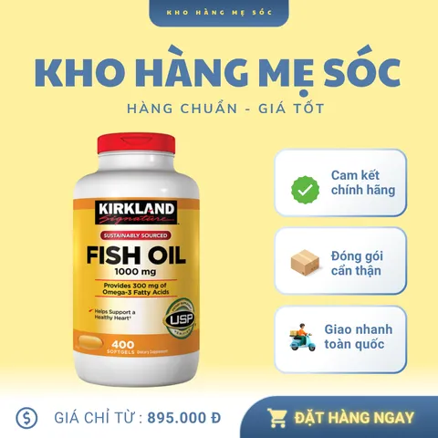 Viên uống dầu cá Kirkland Signature Fish Oil 1000mg 400 viên Mỹ - MẸ SÓC