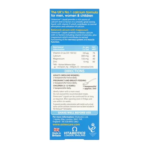 Osteocare Liquid - Tăng chiều cao cho bé thúc đẩy quá trình hình thành các tế bào xương mới và tăng cường hệ miễn dịch chính hãng Anh