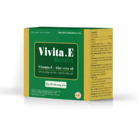VIVITA. E ROSTEX Vitamin e 400 đẹp da, mờ thâm, chống lão háo, làm sáng và mịn da, sáng tự nhiên có tinh chất nha đam 