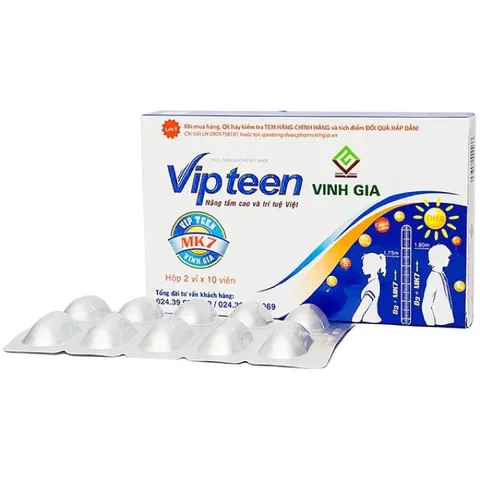 Vipteen hỗ trợ tăng chiều cao ( D3 MK7 ) hộp 20 viên