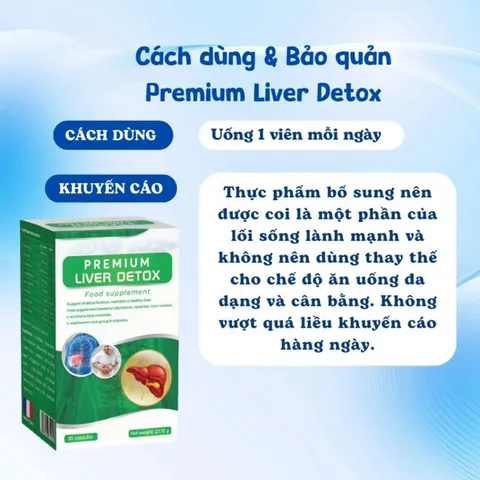 Viên Uống Premium Liver Detox Hỗ Trợ Thải Độc Gan, Mát Gan, Phục Hồi Chức Năng Gan Hộp 30 Viên