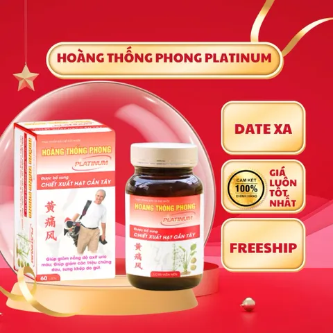 Hoàng Thống Phong Platinum lọ 60 viên - Hỗ trợ giảm acid uric, sưng khớp do gút