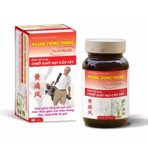 Hoàng Thống Phong Platinum lọ 60 viên - Hỗ trợ giảm acid uric, sưng khớp do gút