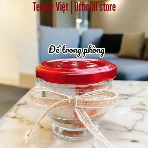 Hũ muối phong thuỷ (muối hồng + muối trắng) kết hợp xoắn đồng đỏ để trong phòng, bàn làm việc chiêu tài, trừ tà