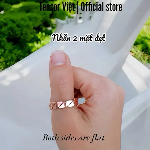(Phạm Tráng Tensor Việt) Nhẫn hở cặp đôi đồng nguyên chất mẫu xoắn 2 mặt dẹt đủ size nam nữ