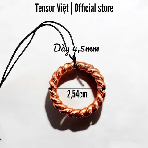 (Phạm Tráng Tensor Việt) Mặt dây chuyền đồng đỏ nguyên chất tensor 144mhz dày 4,5mm, tensor ring (không kèm dây)