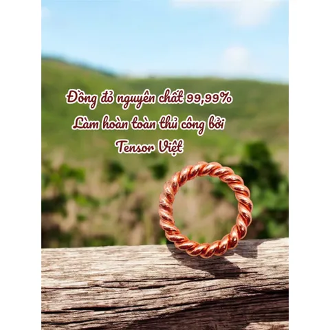 (Phạm Tráng Tensor Việt) Mặt dây chuyền đồng đỏ nguyên chất tensor 144mhz dày 4,5mm, tensor ring (không kèm dây)