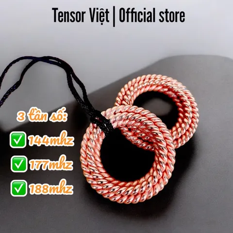 (Phạm Tráng Tensor Việt) Mặt dây chuyền 3 tần số 144mhz, 177mhz, 188mhz đồng đỏ nguyên chất, tensor ring