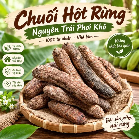 Chuối Hột Rừng Nguyên Trái Phơi Khô Nhà Làm – Chuối Hột Khô Ngâm Rượu, Pha Nước