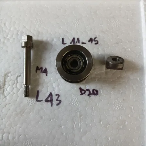 con lăn inox 2 vòng bi ốc m4 tháo máy dây đai nhám băng bi tì gọt cell pin