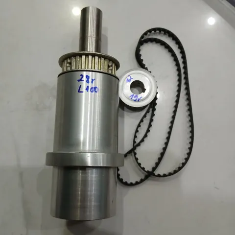 cụm trục xoay dài thông lỗ kèm pulley dây đai răng đồng bộ nhôm inox bước 5mm