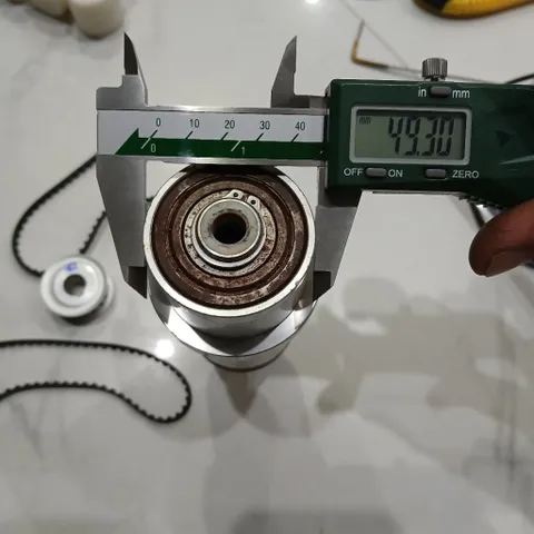 cụm trục xoay dài thông lỗ kèm pulley dây đai răng đồng bộ nhôm inox bước 5mm