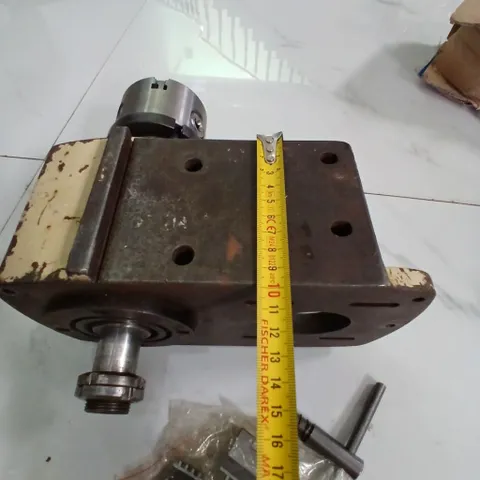 11kg cụm đầu trục mặt bích mâm cặp 80 kèm chấu trái thông lỗ 16 chế khoan phay mài trục A B