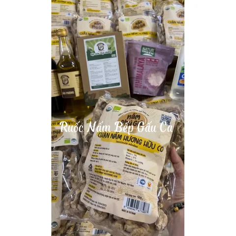 300g Ruốc nấm hữu cơ Bếp Gấu Ca làm từ chân nấm Organic Phú Gia, món chay ngon, thuần chay, chà bông nấm