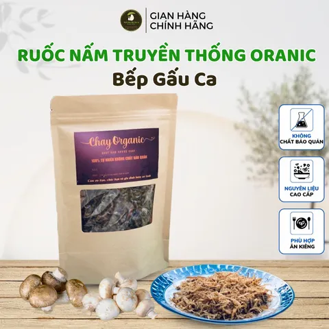 300g Ruốc nấm hữu cơ Bếp Gấu Ca làm từ chân nấm Organic Phú Gia, món chay ngon, thuần chay, chà bông nấm