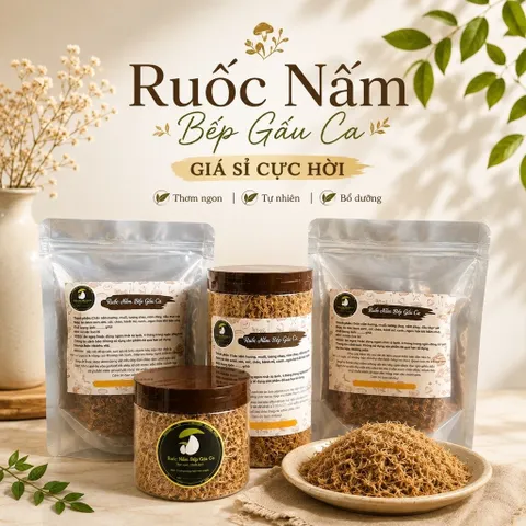 Giá sỉ 5kg Ruốc Nấm Hương Bếp Gấu Ca - Chà bông nấm chân nấm Việt