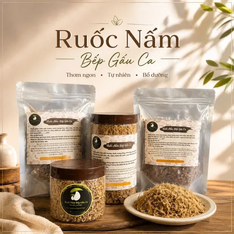 Chà bông nấm Việt- Bếp Gấu Ca vị truyền thống, ruốc nấm hương chay đậm đà, thơm ngon
