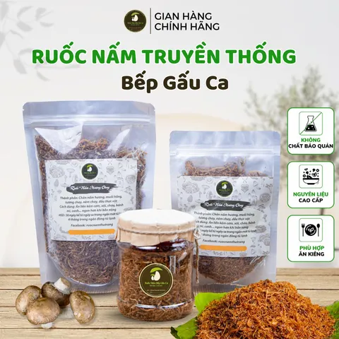 Ruốc nấm Bếp Gấu Ca, nấm Việt ngon sạch, chà bông nấm chay rắc cơm,nấm ruốc,ruốc nấm hương, khô nấm